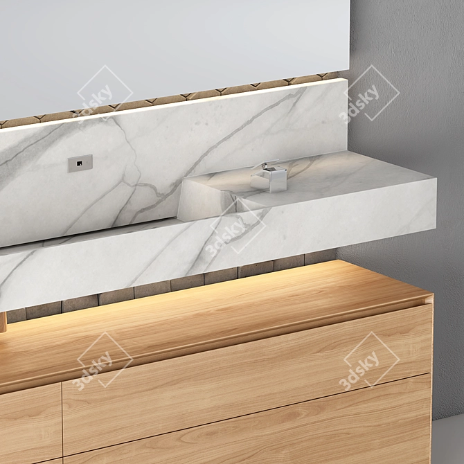 Elegant Clay & Marble Bathroom Cabinet 3D model image 2