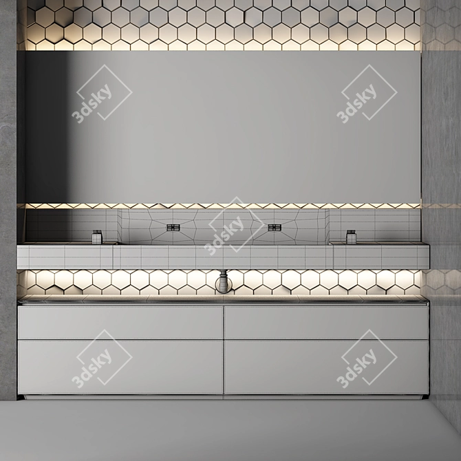 Elegant Clay & Marble Bathroom Cabinet 3D model image 5