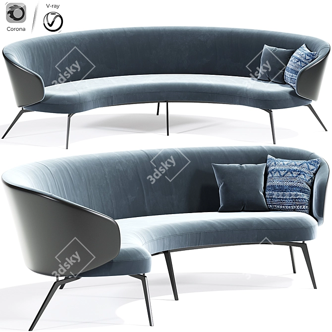 Bice Curve Sofa: Custom Design & Superior Comfort 3D model image 2