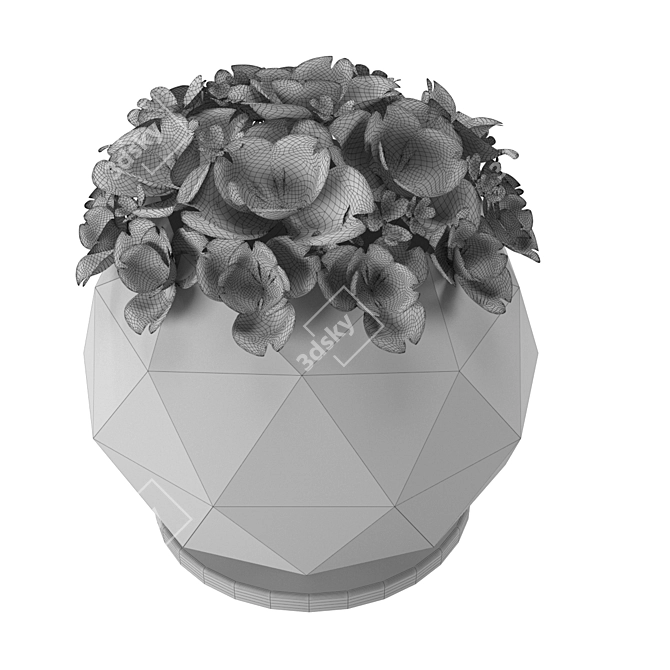 Elegant White Floral Vases 3D model image 3