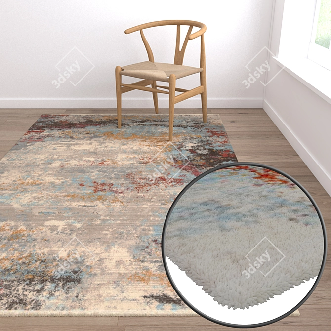 Premium Carpets Set: 3 High-Quality Textured Rugs 3D model image 5