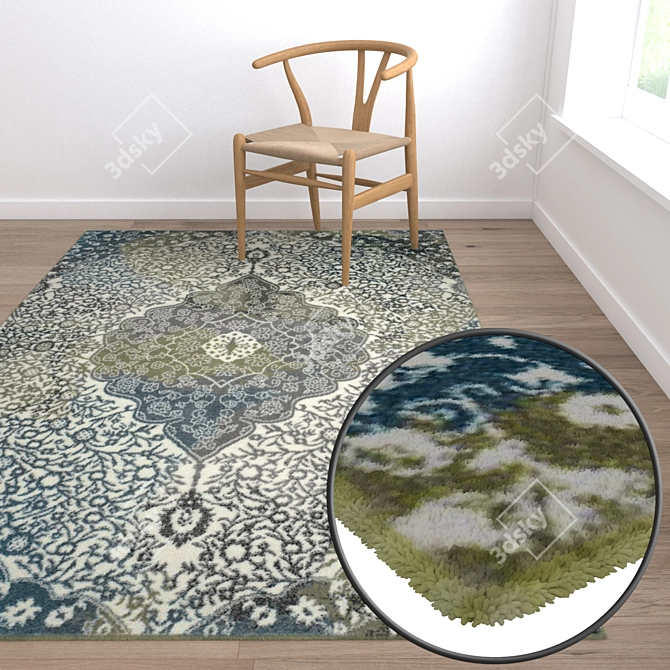 Versatile 3-Piece Carpet Set 3D model image 5