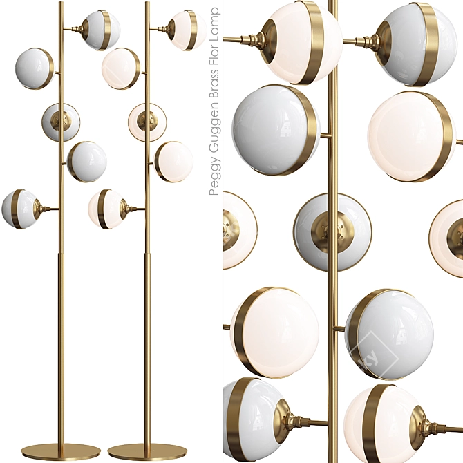 Peggy Guggen Brass Floral Floor Lamp 3D model image 1