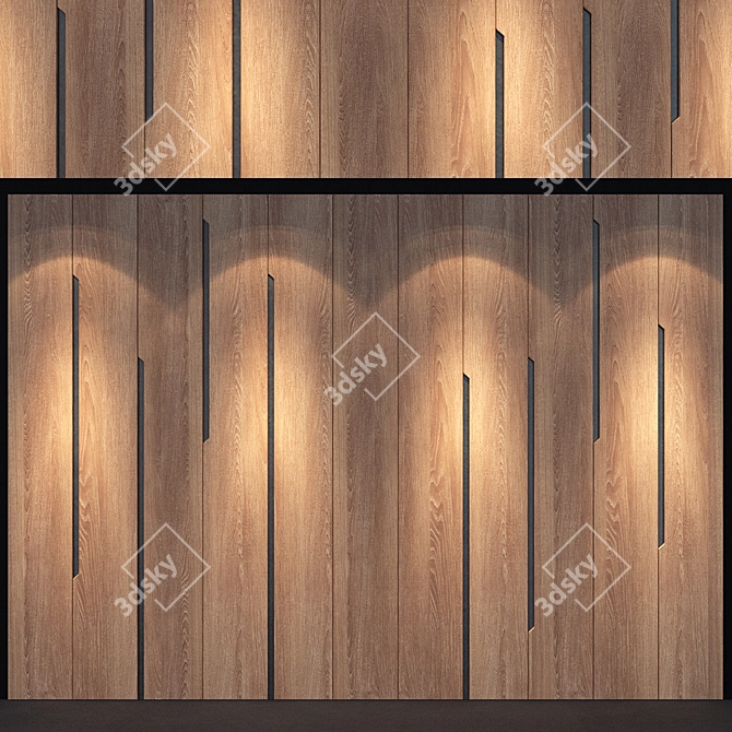 Elegant Oak Wood Panel 3D model image 1