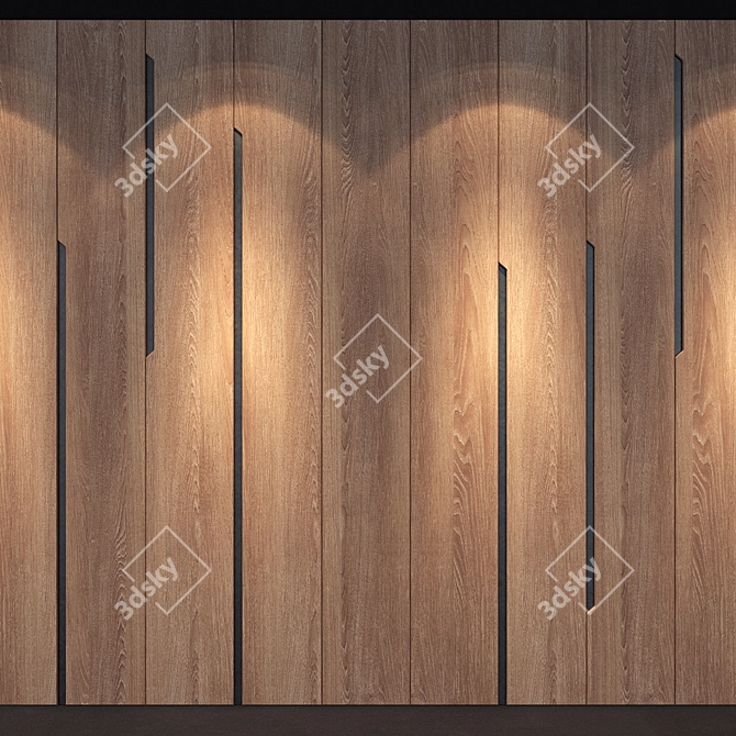 Elegant Oak Wood Panel 3D model image 2