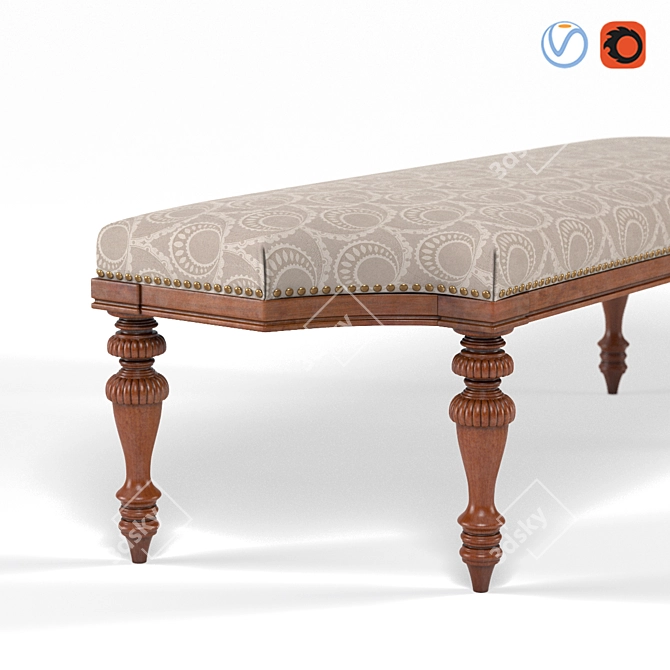Elegant Tuxedo Classic Bench: Fabric & Wood Seating 3D model image 2