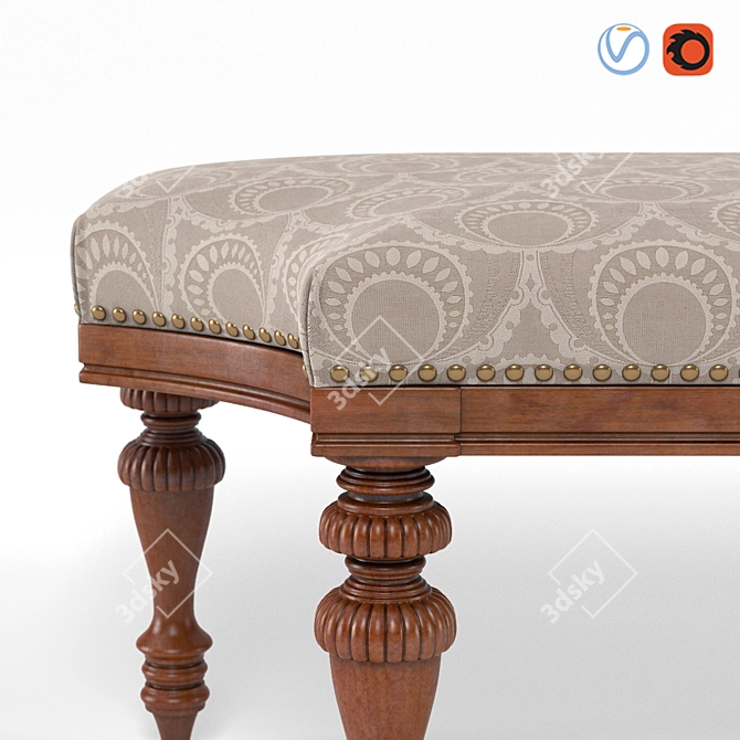 Elegant Tuxedo Classic Bench: Fabric & Wood Seating 3D model image 3