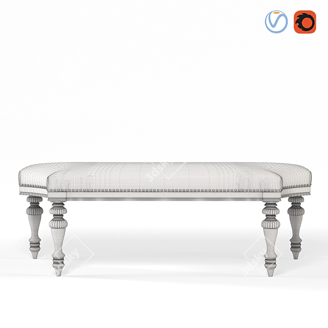 Elegant Tuxedo Classic Bench: Fabric & Wood Seating 3D model image 4