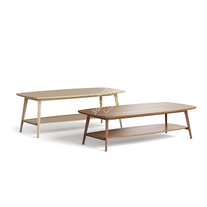 Rustic Oak Coffee Table 3D model image 1