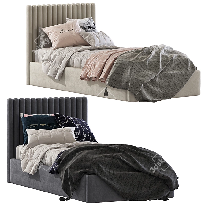Soft Headboard Bed: Elegant and Comfortable 3D model image 1