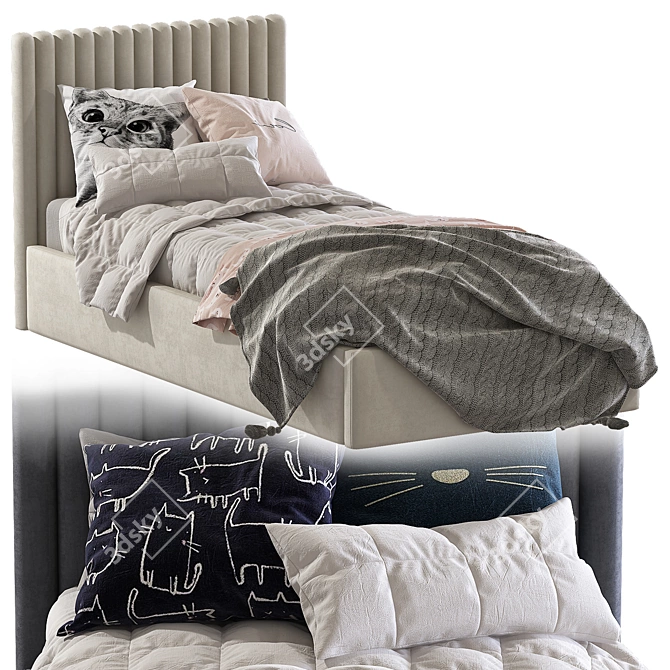 Soft Headboard Bed: Elegant and Comfortable 3D model image 2