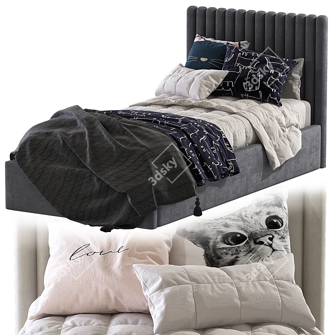Soft Headboard Bed: Elegant and Comfortable 3D model image 3