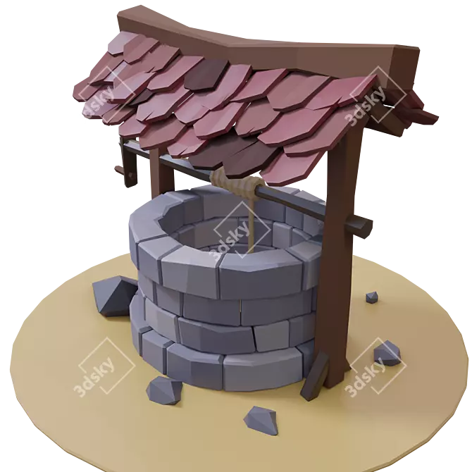 Poly Well: Minimalistic 3D Art 3D model image 3