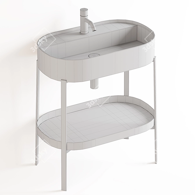 Sleek Console Set with Elegant Washbasin and Stylish Mirror 3D model image 4