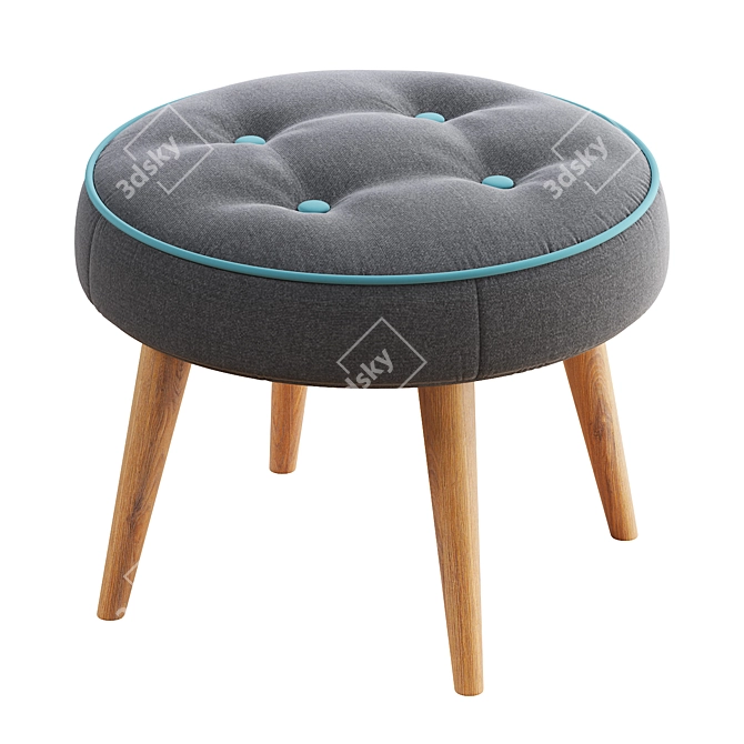 Vintage-Inspired Mid-Century Ottoman 3D model image 4