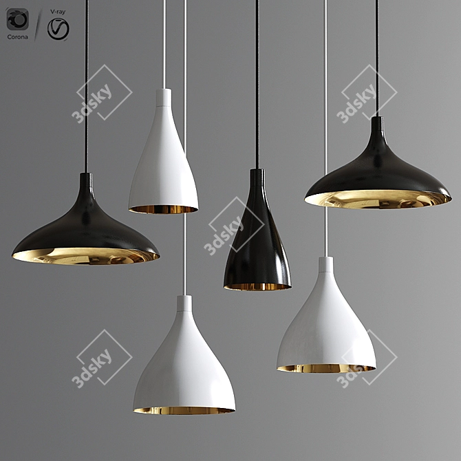 Swell 8 Bell Pendant - Elegant Illumination 3D model image 1