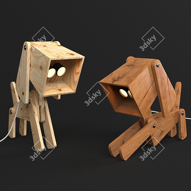 Wooden Puppy Table Lamp: Adjustable 4 Leg Design 3D model image 1
