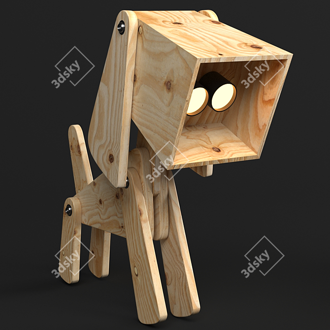 Wooden Puppy Table Lamp: Adjustable 4 Leg Design 3D model image 2