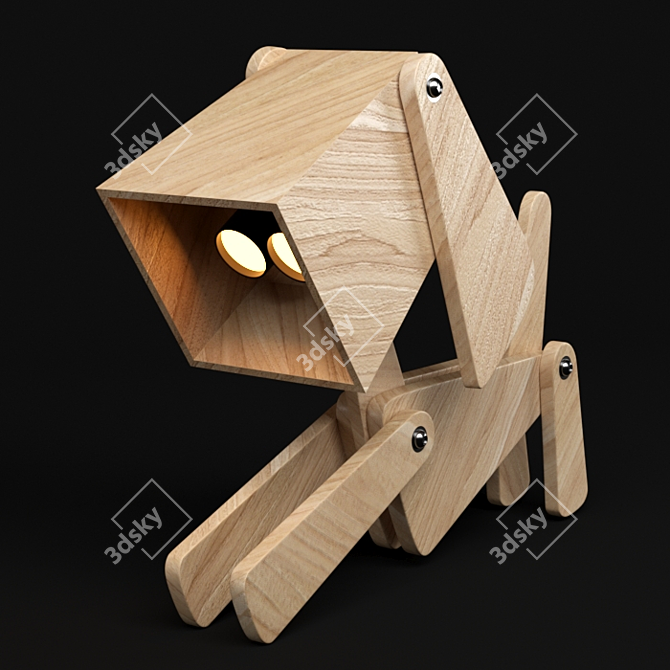 Wooden Puppy Table Lamp: Adjustable 4 Leg Design 3D model image 4