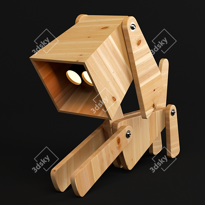 Wooden Puppy Table Lamp: Adjustable 4 Leg Design 3D model image 7