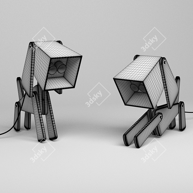 Wooden Puppy Table Lamp: Adjustable 4 Leg Design 3D model image 9