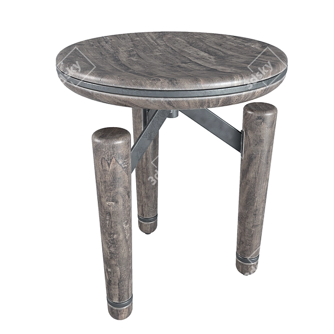 Compact Teak Tripod Stool 3D model image 1