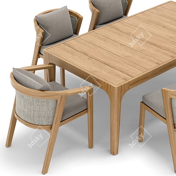 Elegant Outdoor Dining Set 3D model image 2