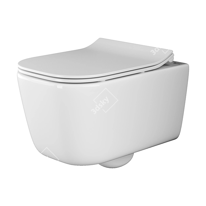 Sleek Wall-Mounted Toilet 3D model image 1