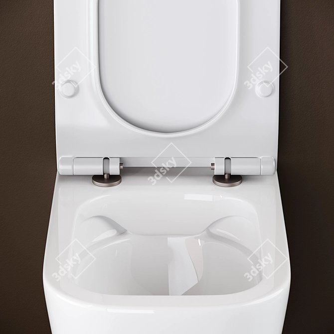 Sleek Wall-Mounted Toilet 3D model image 2