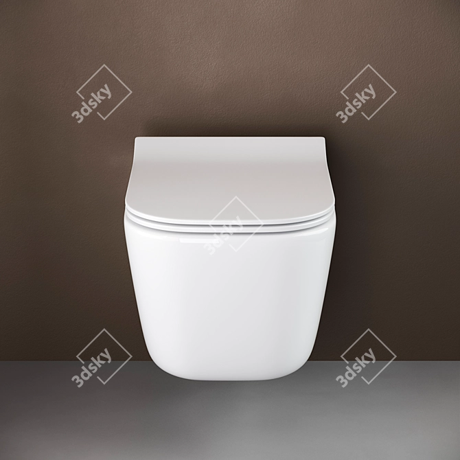 Sleek Wall-Mounted Toilet 3D model image 4