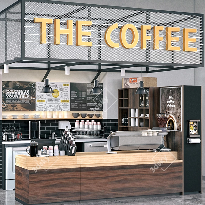 Modern Coffee Shop Scene 3D model image 2