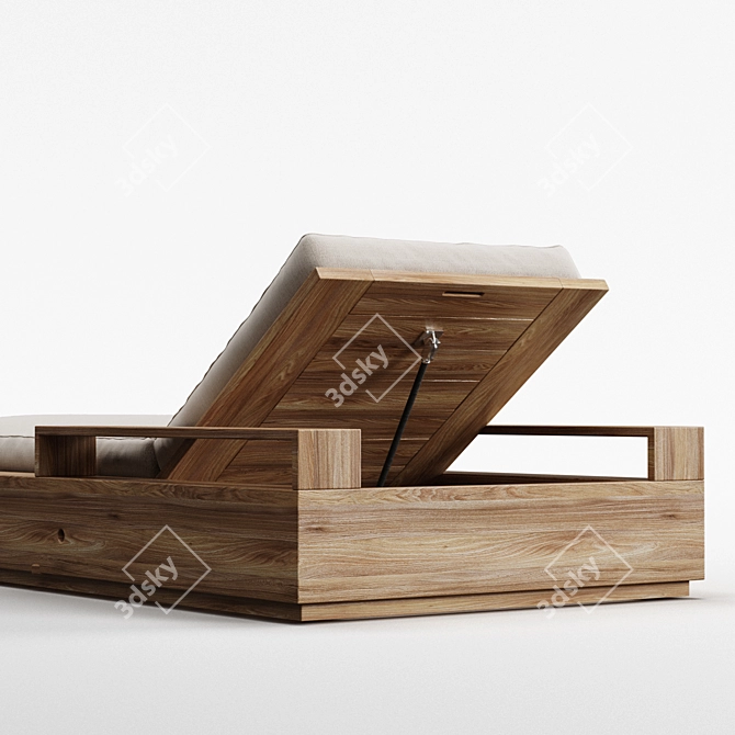 Modern Teak Chaise Lounge 3D model image 3