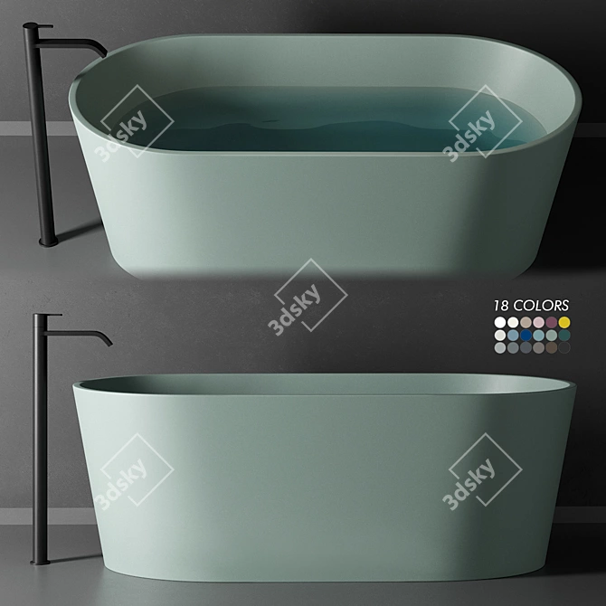 Elegant Oval Pietraluce Bay Bathtub 3D model image 1