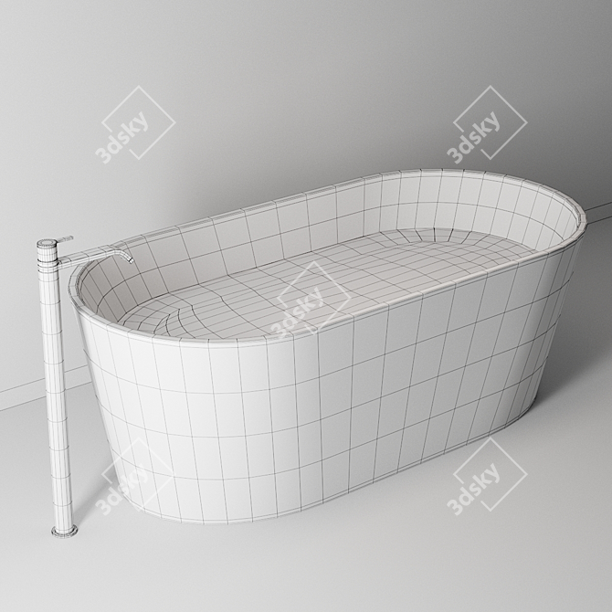 Elegant Oval Pietraluce Bay Bathtub 3D model image 4