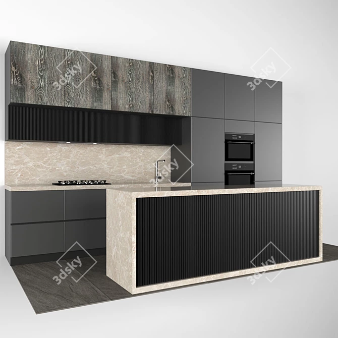 Title: Modern Kitchen Set: Blanco Faucet & LG Gas Hob 3D model image 1