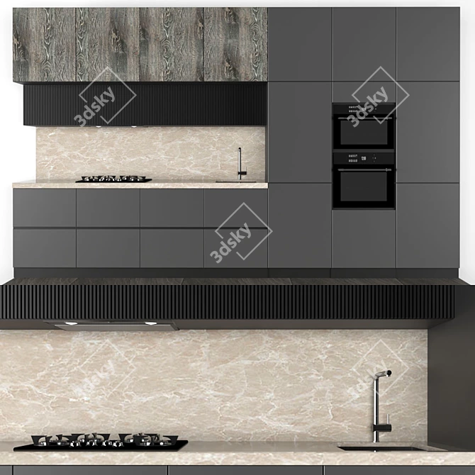 Title: Modern Kitchen Set: Blanco Faucet & LG Gas Hob 3D model image 2