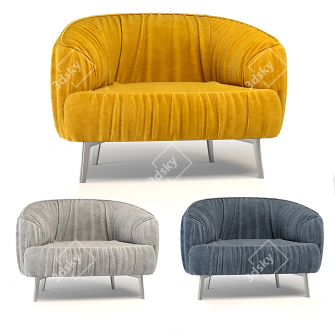 Elegant Modern 3-Seater Sofa 3D model image 1