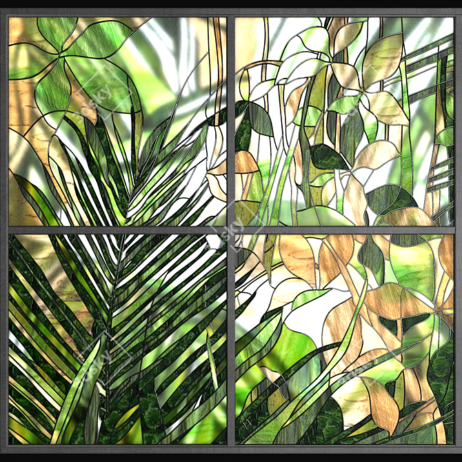 Tropical Paradise Stained-Glass Window 3D model image 4