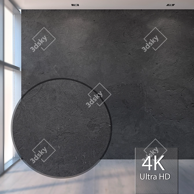 Sleek Black Concrete Texture 3D model image 1