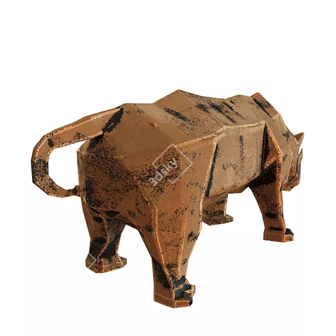 Geometric Style Bronze Rhino Sculpture 3D model image 3