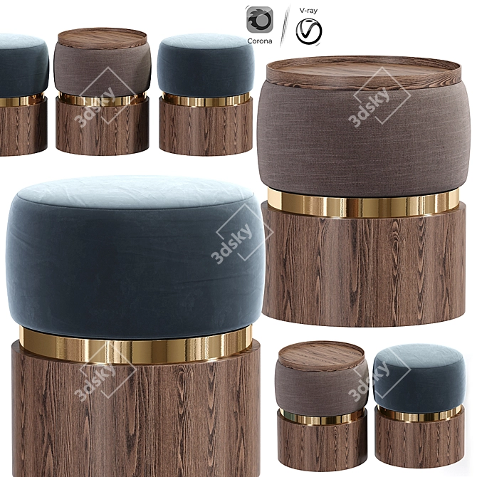 Bonnie Stylish Pouf Stool 3D model image 1