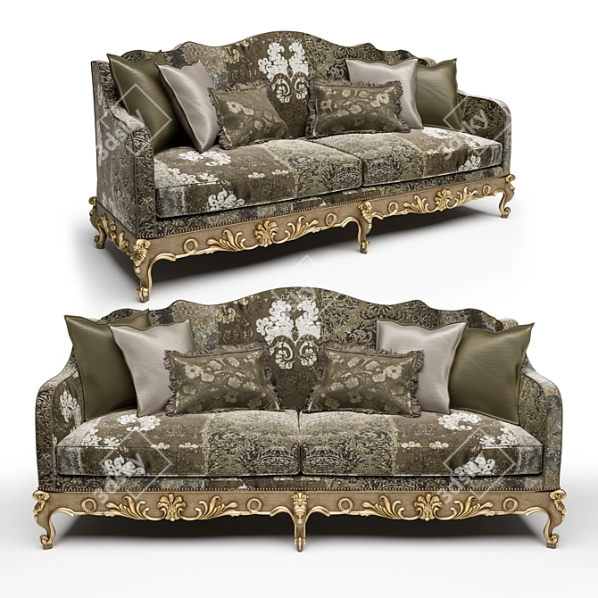 Galleria Gold Sofa with Cushions 3D model image 1