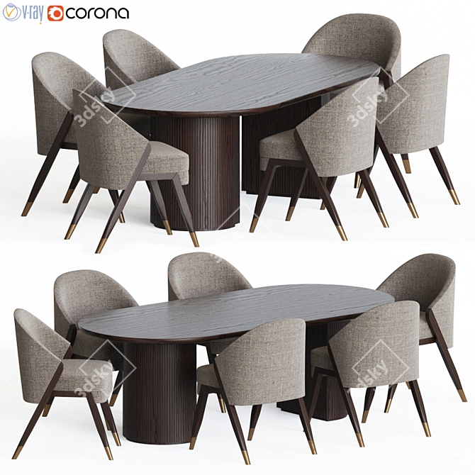 Elegant Dining Set: Carmel Chairs & Gubi Moon Table 3D model image 1