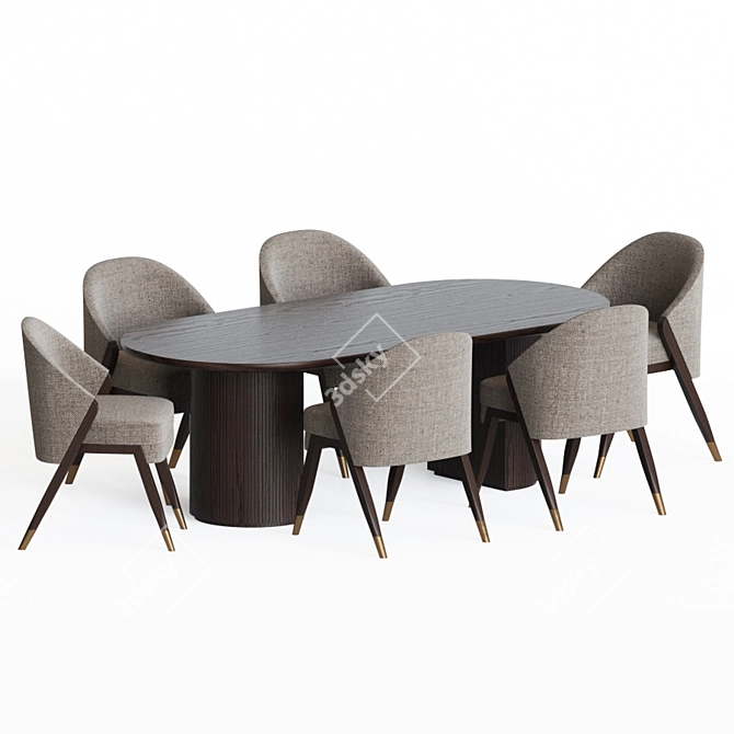 Elegant Dining Set: Carmel Chairs & Gubi Moon Table 3D model image 2