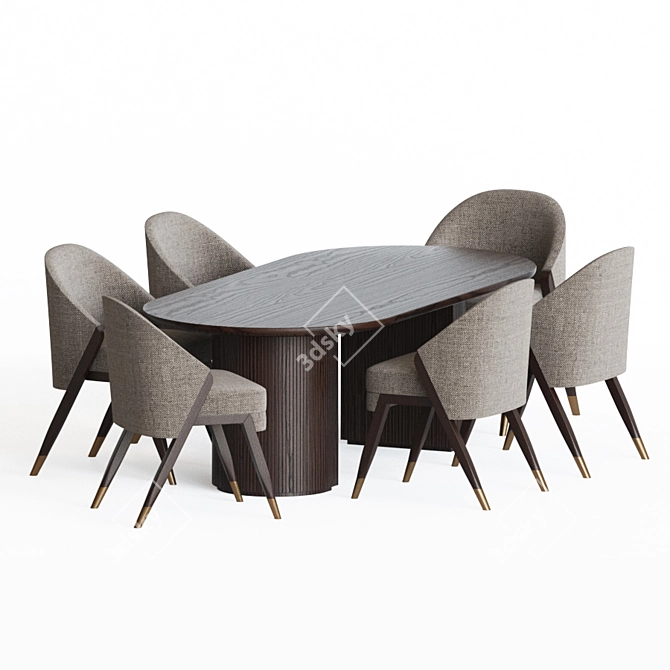 Elegant Dining Set: Carmel Chairs & Gubi Moon Table 3D model image 3