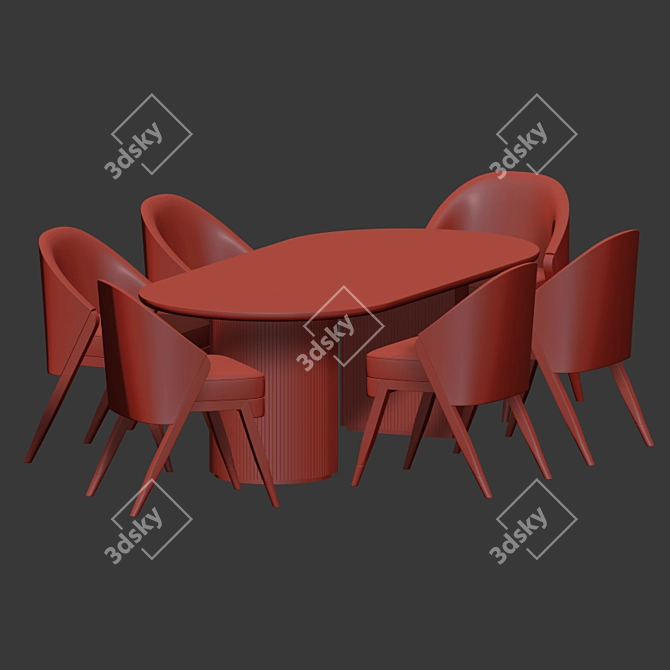 Elegant Dining Set: Carmel Chairs & Gubi Moon Table 3D model image 5