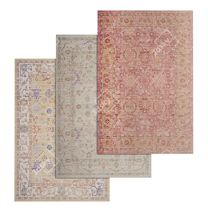 Luxury Texture Carpets Set 3D model image 1