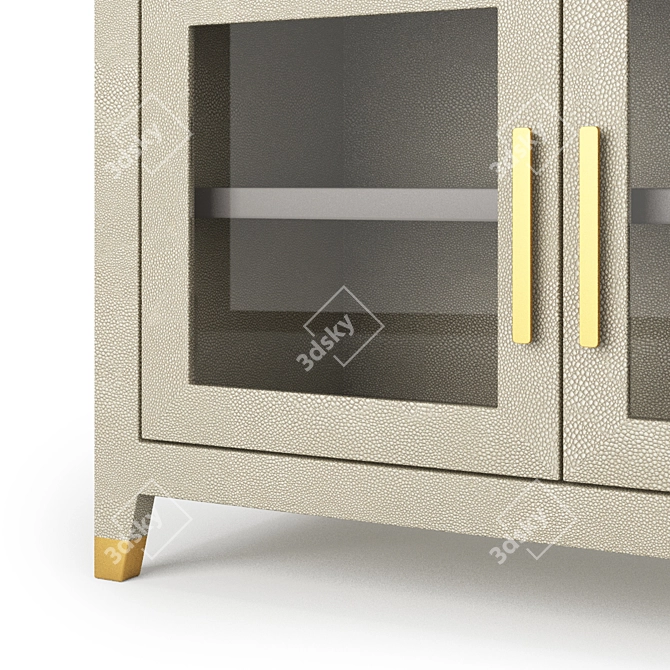 Sophisticated Graydon Shagreen Glass Media Console 3D model image 2