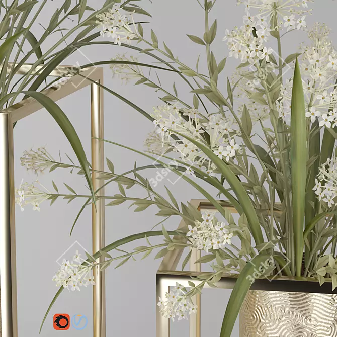 Elegant Lilac Metal Flower Vases 3D model image 3