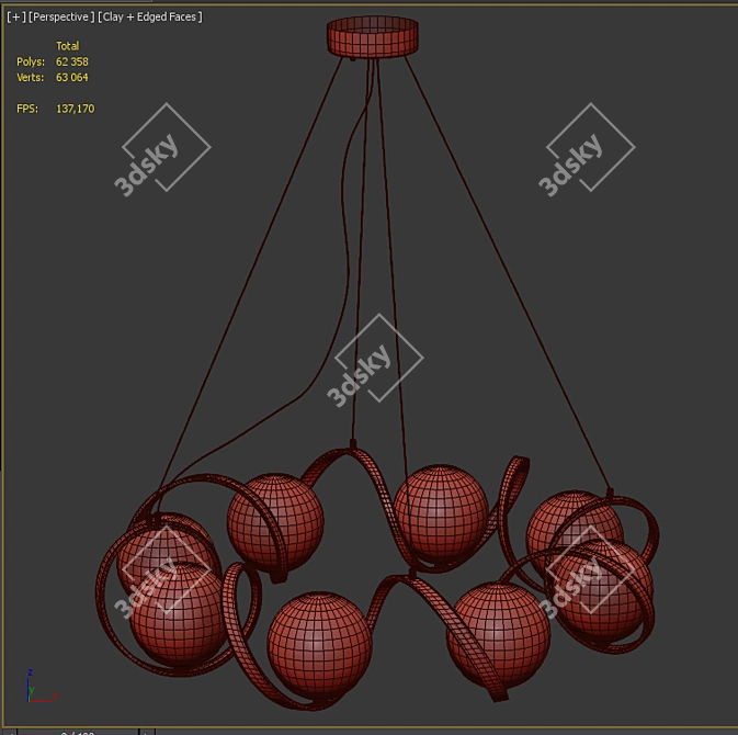 Elegant Modern Pendant Chandelier 3D model image 5